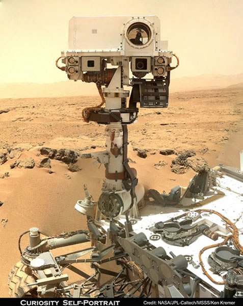 "好奇"号火星车的最新自拍照,酷似向地球上的人们表示感恩节的问候.
