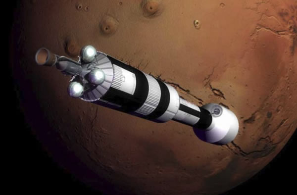 Application (NERVA) spacecraft arriving in Mars 