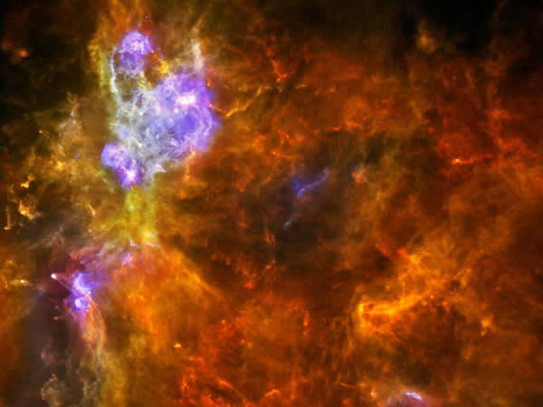 W3 is an enormous stellar nursery about 6,200 light-years away in the Perseus Ar